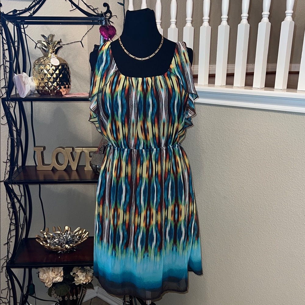 Chic Multicolor Sleeveless Midi Dress